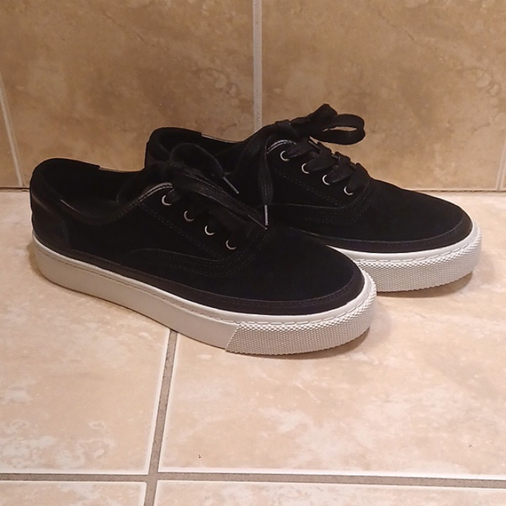 EUC All Saints Black Velvet Sneakers Womens Size 8